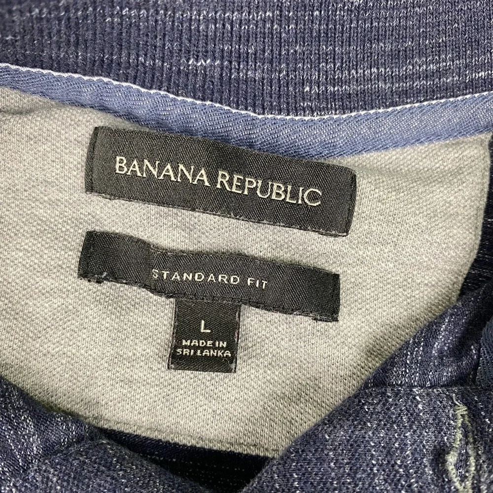 Banana Republic Polo‎ Shirt Mens Large Navy Blue Collared Cotton Blend